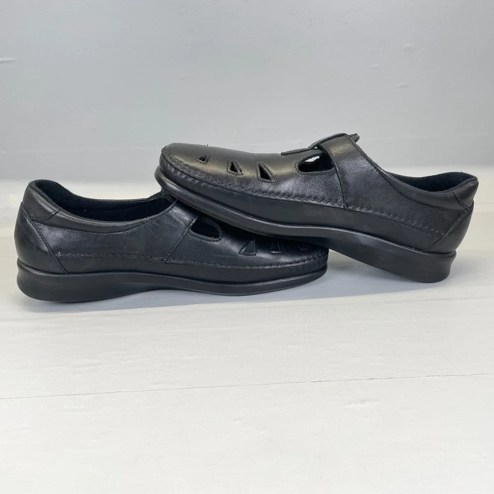 SAS Roamer Shoes Womens Size 9.5 M Black Leather Tripad Comfort Casual Sandals